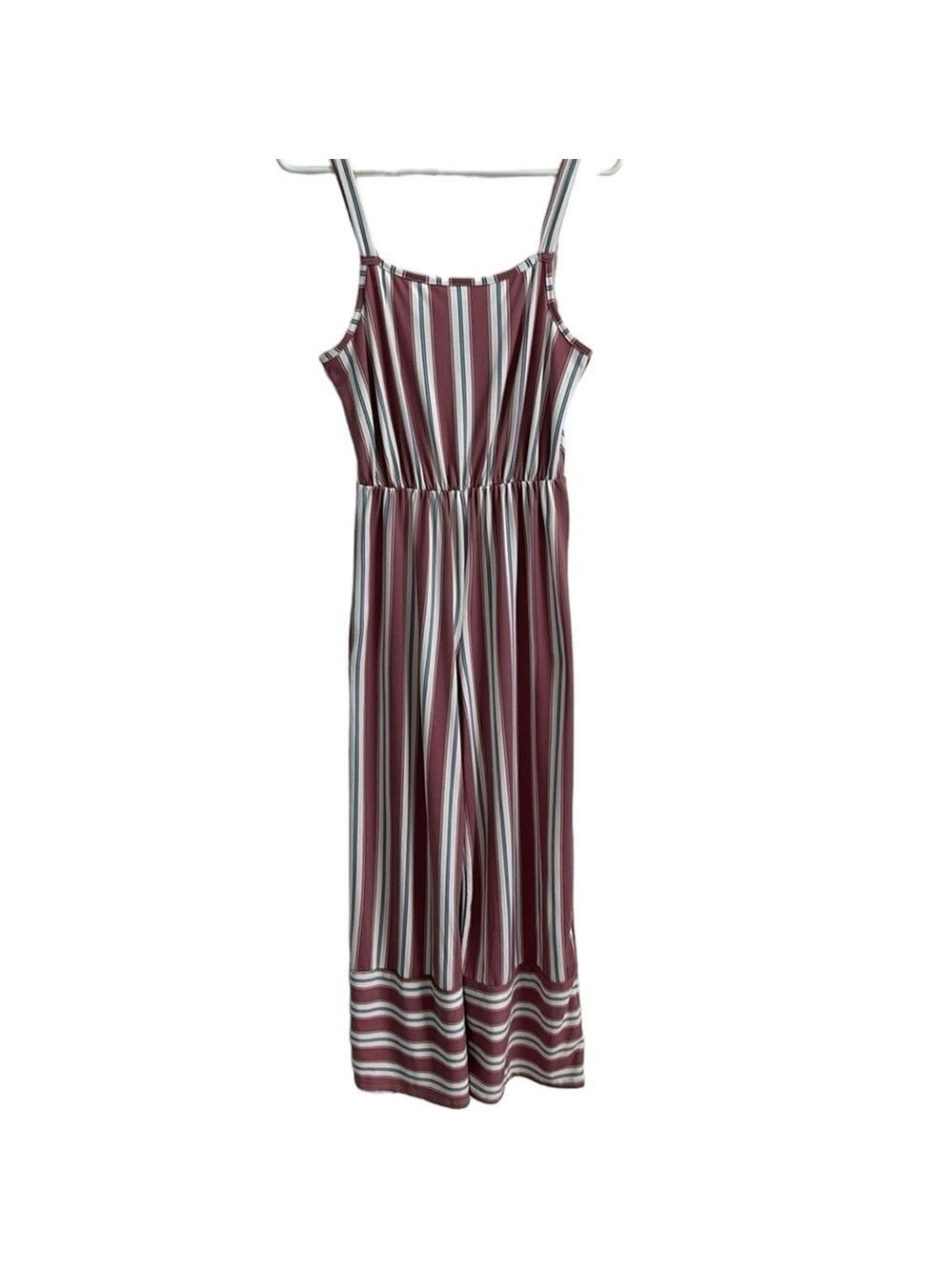 Caution to the Wind Pink Striped Jumpsuit Size Medium